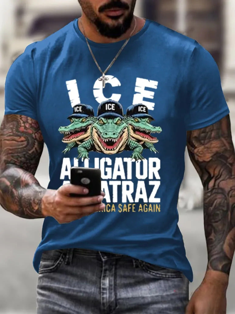 Alligator Alcatraz Funny Florida Everglades Dark Humor ICE Tee