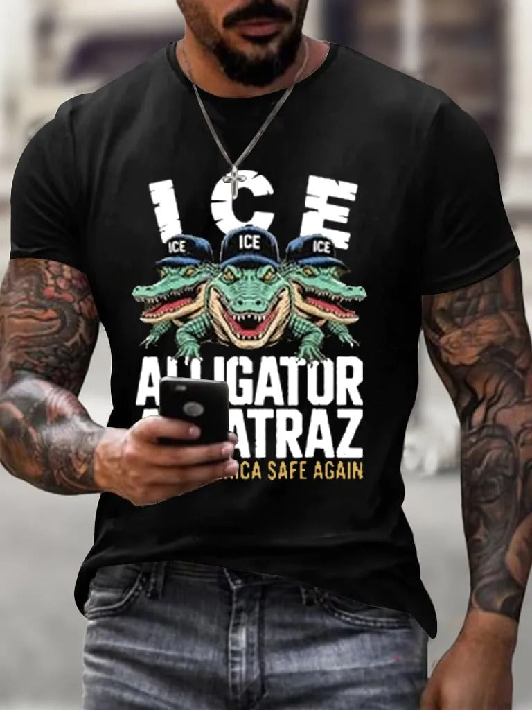 Alligator Alcatraz Funny Florida Everglades Dark Humor ICE Tee