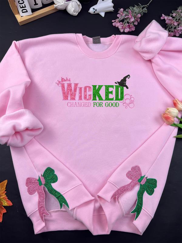 Embroidered Side Bow Sweatshirt, Hoodie