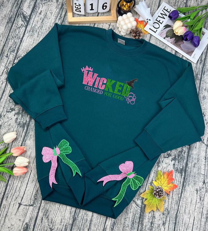 Embroidered Side Bow Sweatshirt, Hoodie