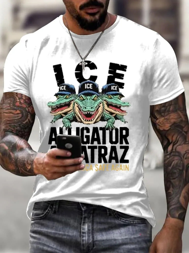 Alligator Alcatraz Funny Florida Everglades Dark Humor ICE Tee