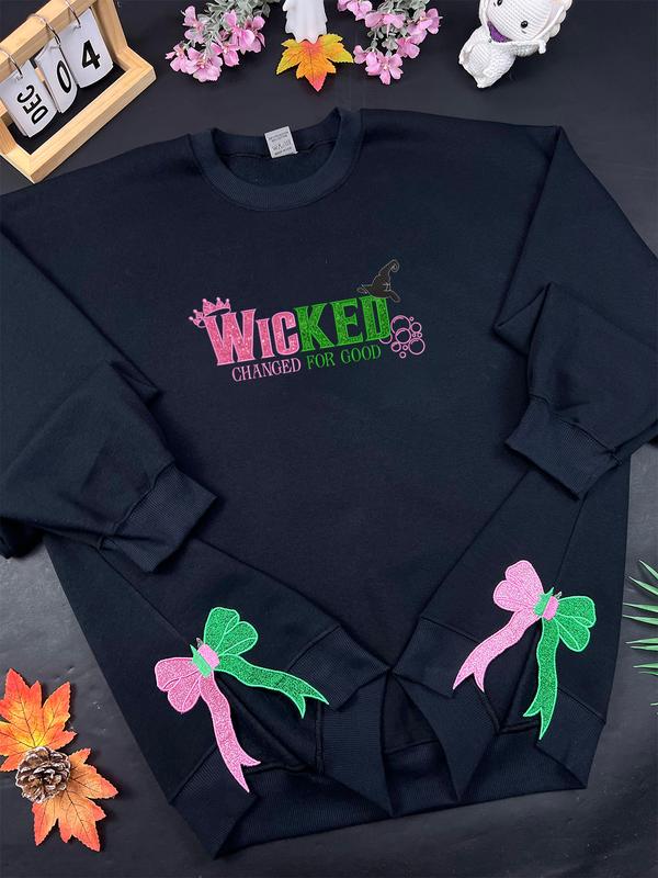 Embroidered Side Bow Sweatshirt, Hoodie