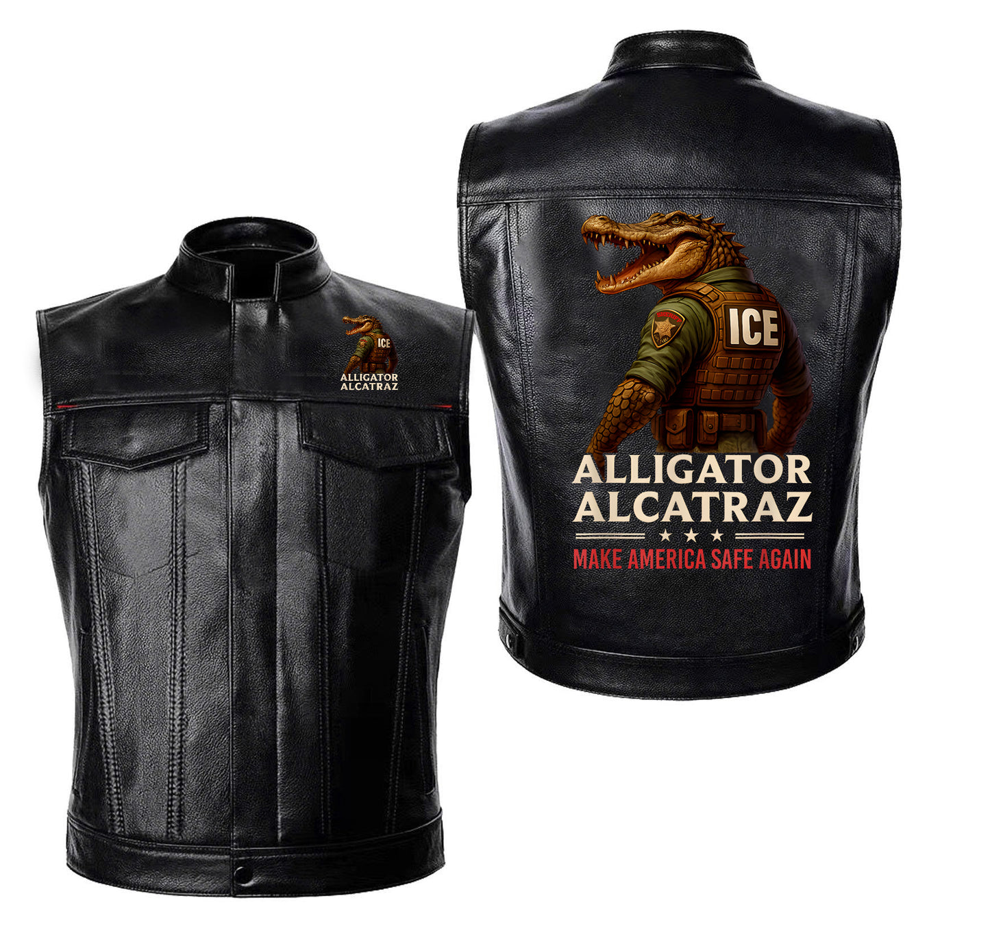Alligator Alcatraz Sleeveless Leather Vest Sport
