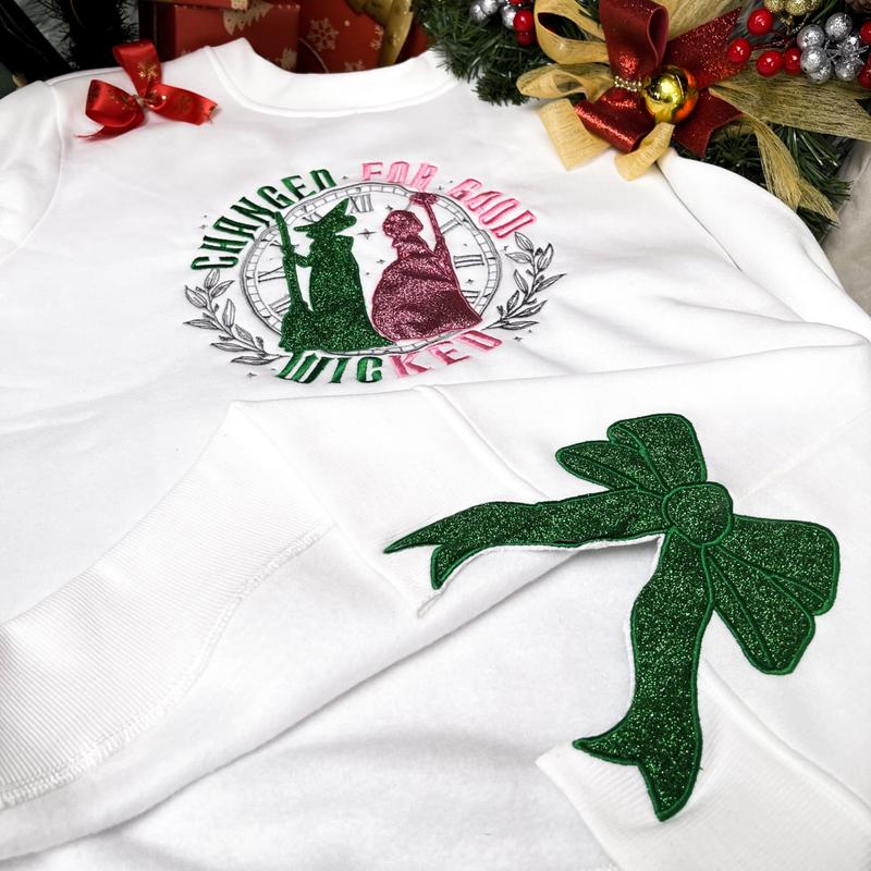 Embroidered Side Bow Sweatshirt, Hoodie
