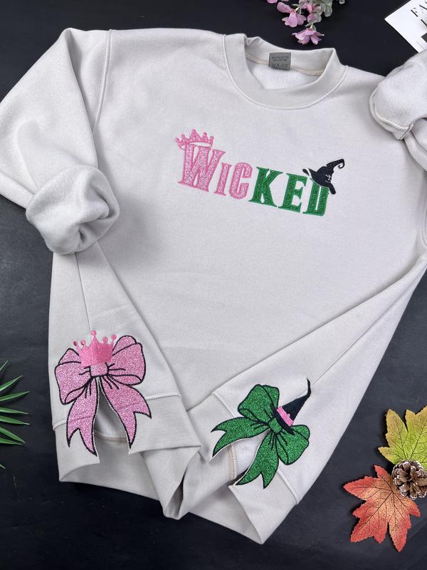 Embroidered Side Bow Sweatshirt, Hoodie