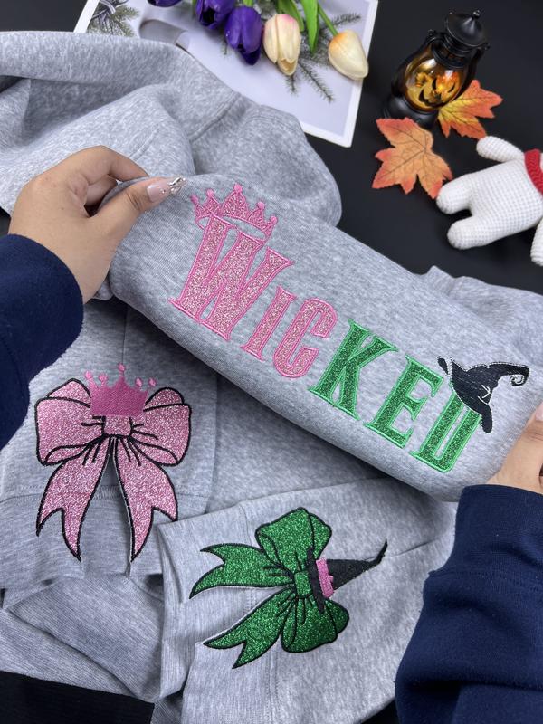 Embroidered Side Bow Sweatshirt, Hoodie