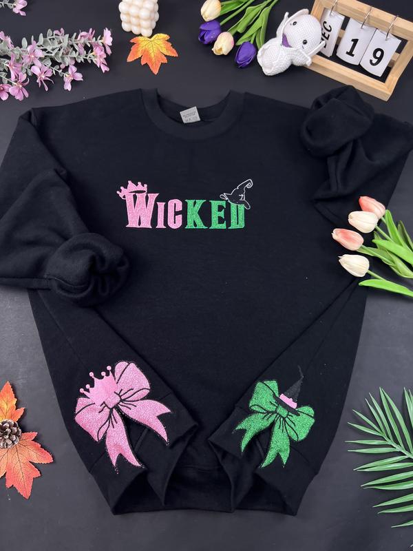 Embroidered Side Bow Sweatshirt, Hoodie