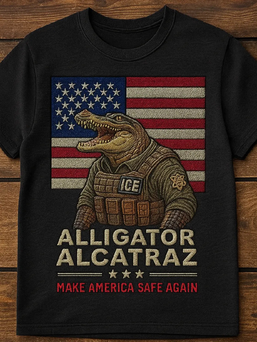 Alligator Alcatraz Funny Florida Everglades Dark Humor ICE Tee