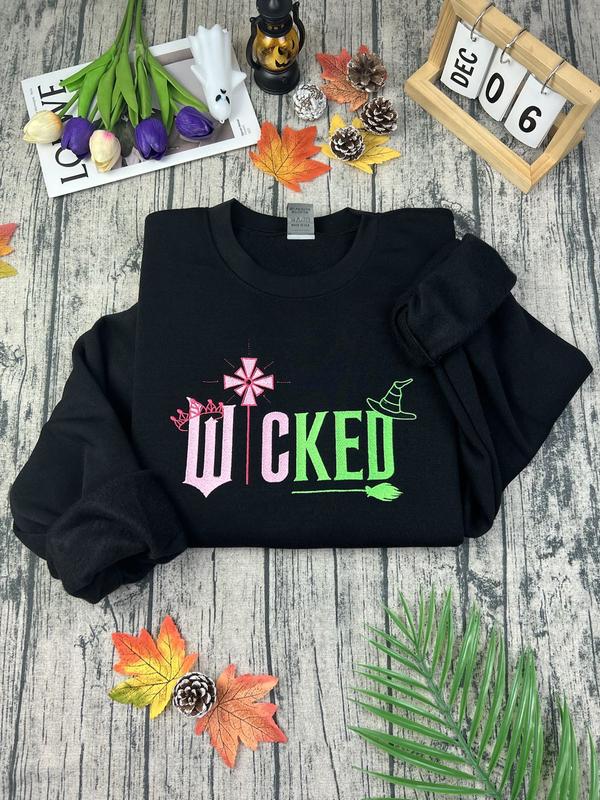 Wicked Embroidery Sweatshirt, Elphaba Glinda Embroidered Sweatshirt