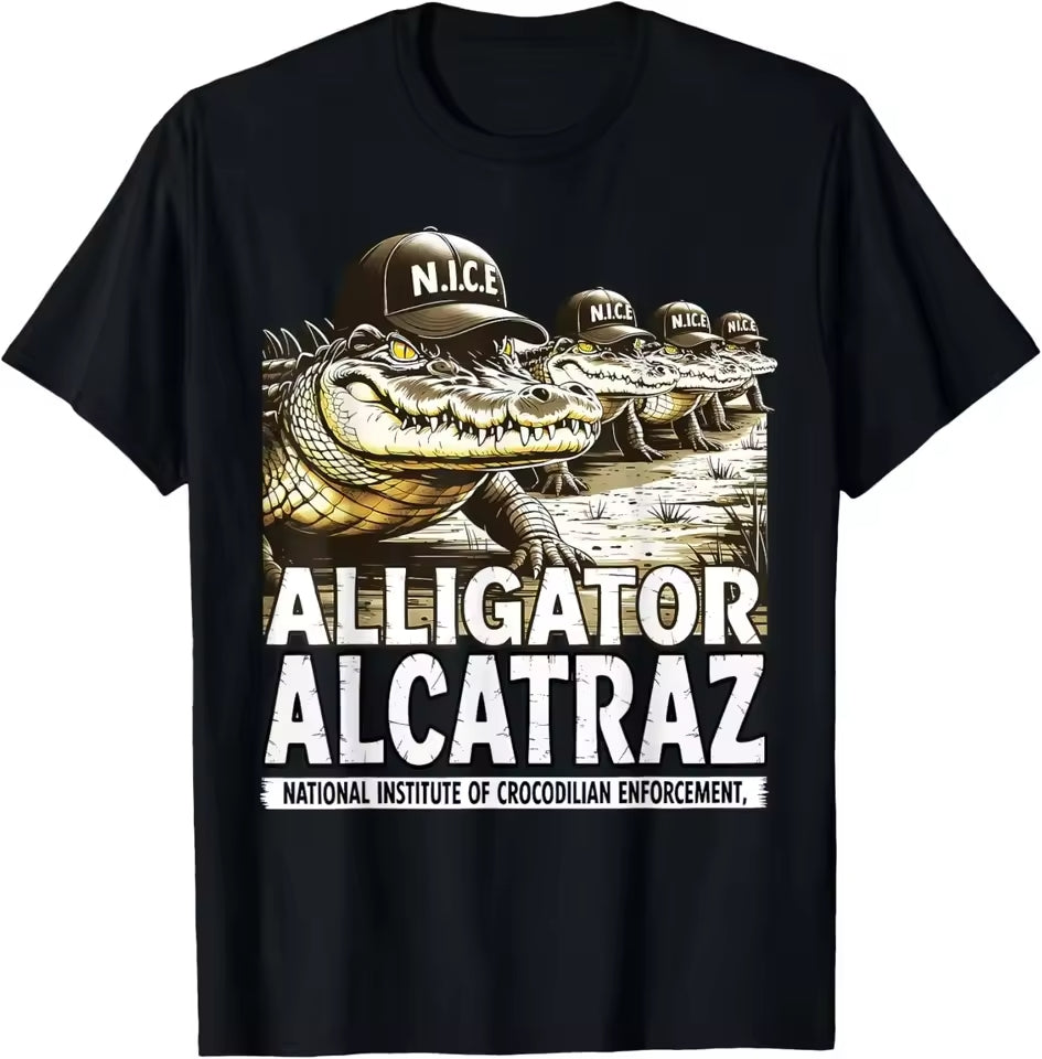 Alligator Alcatraz Funny Florida Everglades Dark Humor ICE Tee