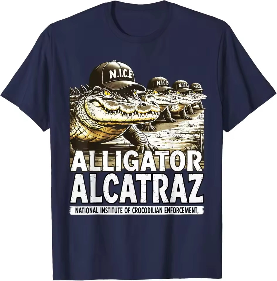 Alligator Alcatraz Funny Florida Everglades Dark Humor ICE Tee