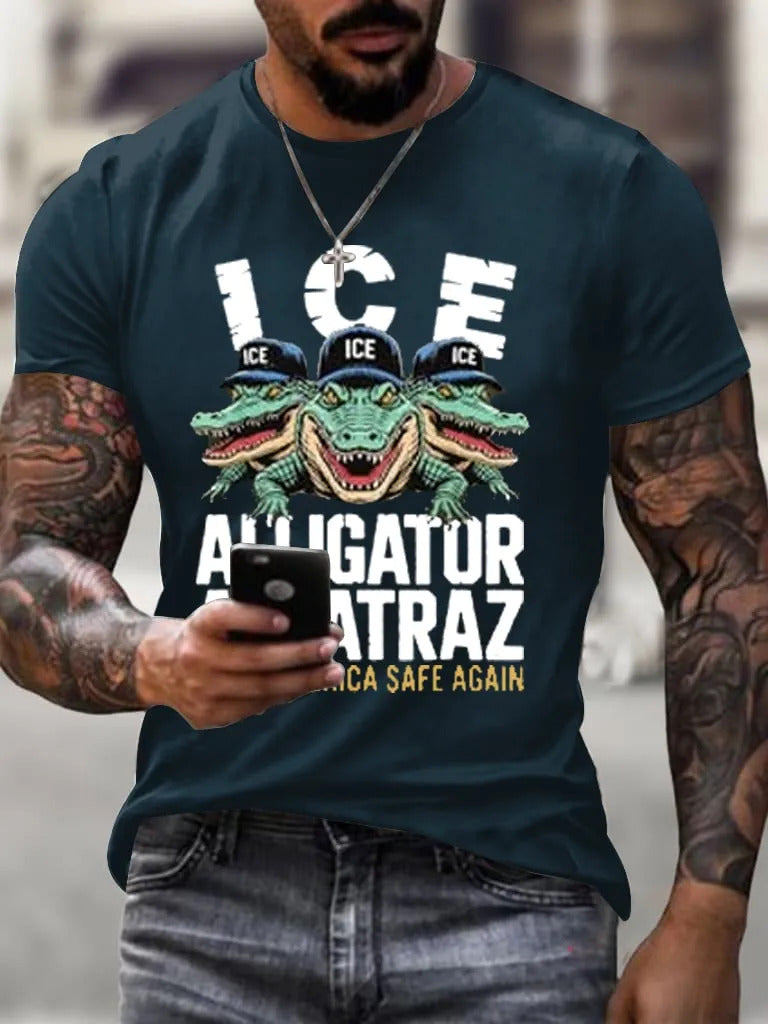 Alligator Alcatraz Funny Florida Everglades Dark Humor ICE Tee