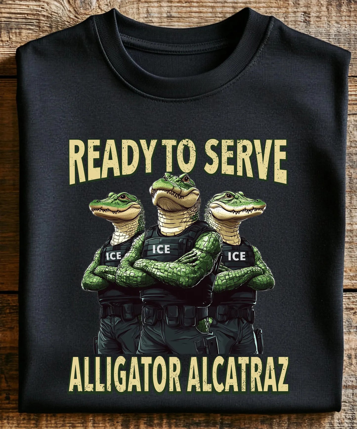 Alligator Alcatraz Funny Florida Everglades Dark Humor ICE Tee