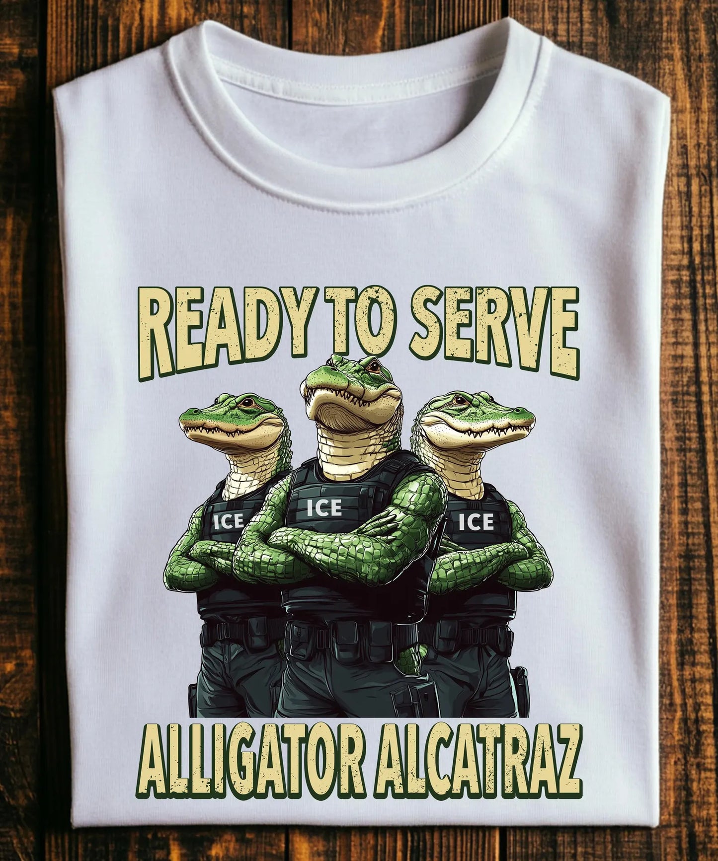 Alligator Alcatraz Funny Florida Everglades Dark Humor ICE Tee