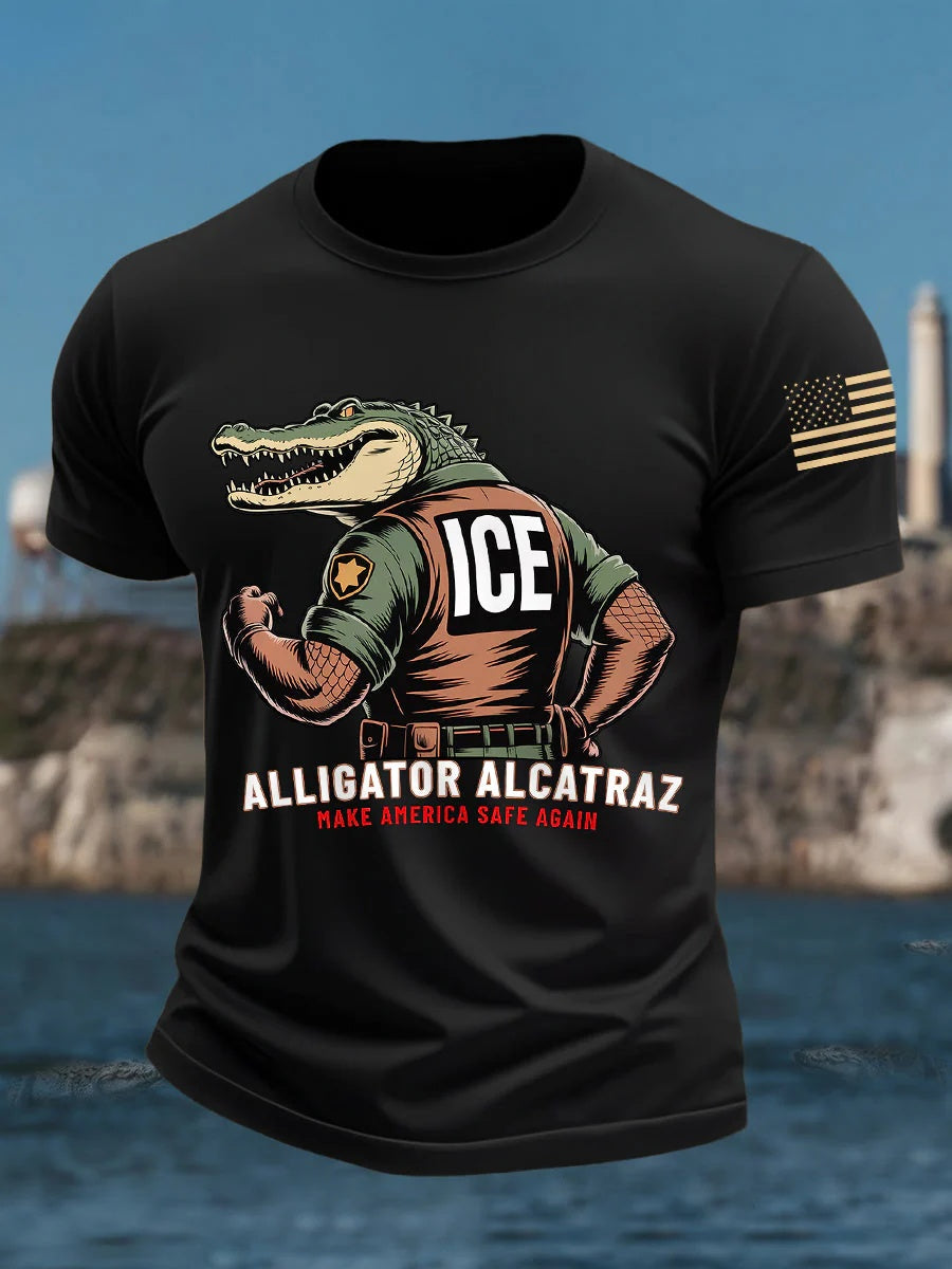 Alligator Alcatraz Funny Florida Everglades Dark Humor ICE Tee