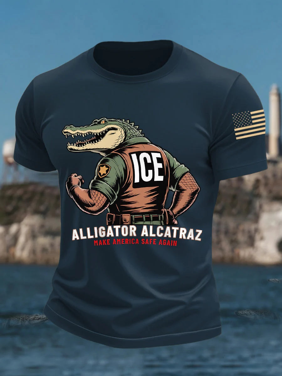 Alligator Alcatraz Funny Florida Everglades Dark Humor ICE Tee