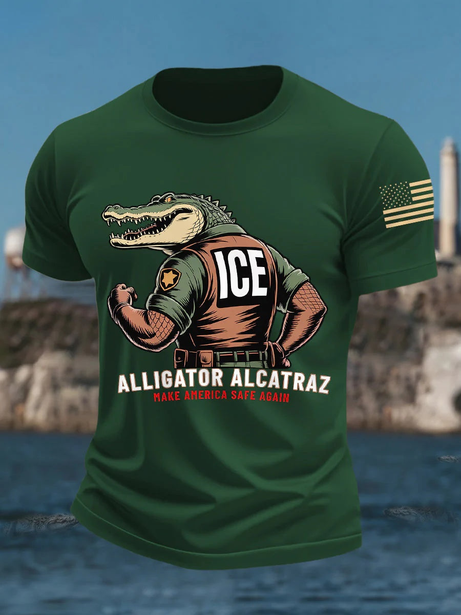 Alligator Alcatraz Funny Florida Everglades Dark Humor ICE Tee