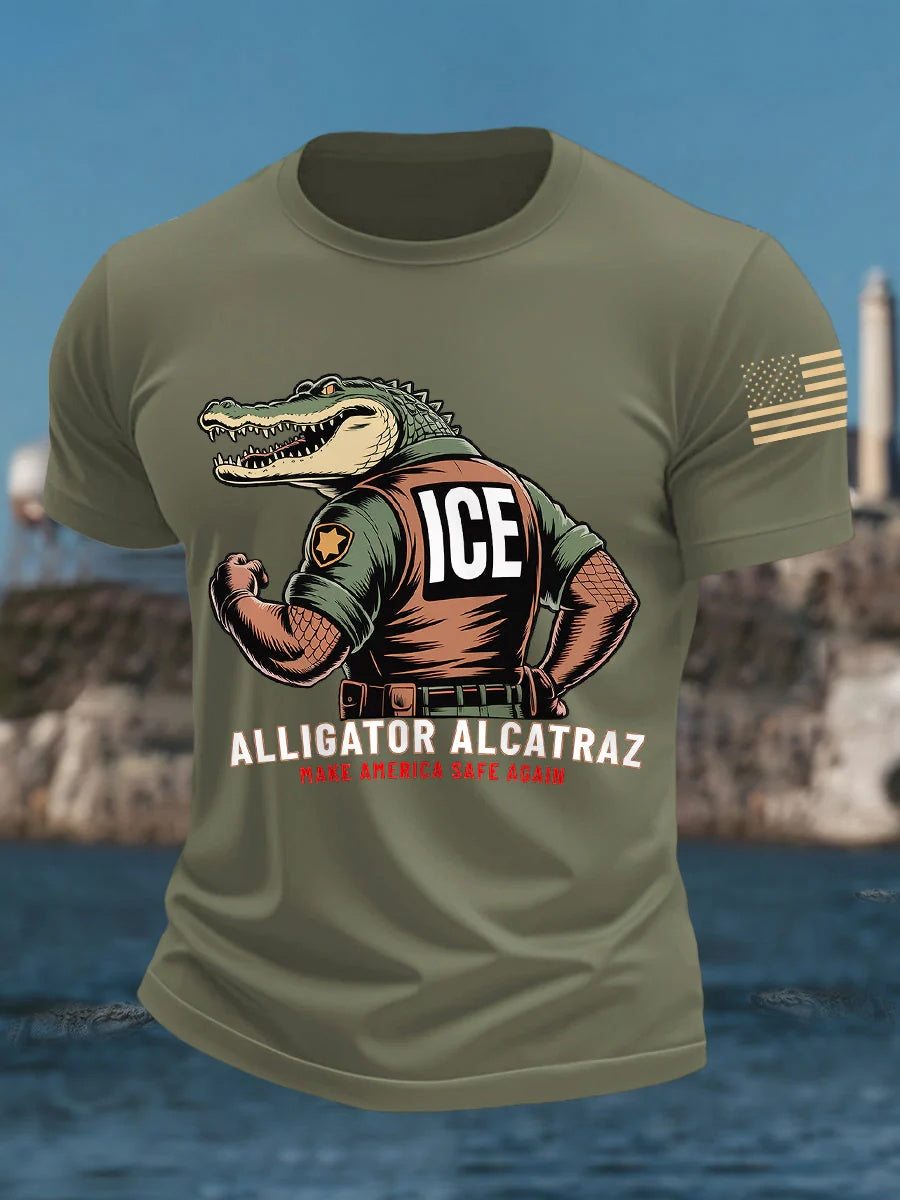 Alligator Alcatraz Funny Florida Everglades Dark Humor ICE Tee