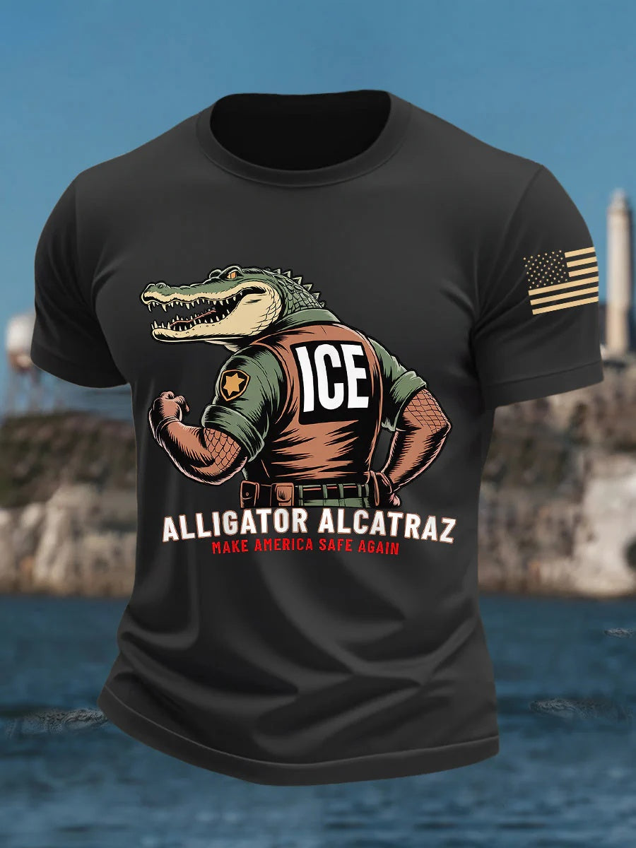 Alligator Alcatraz Funny Florida Everglades Dark Humor ICE Tee