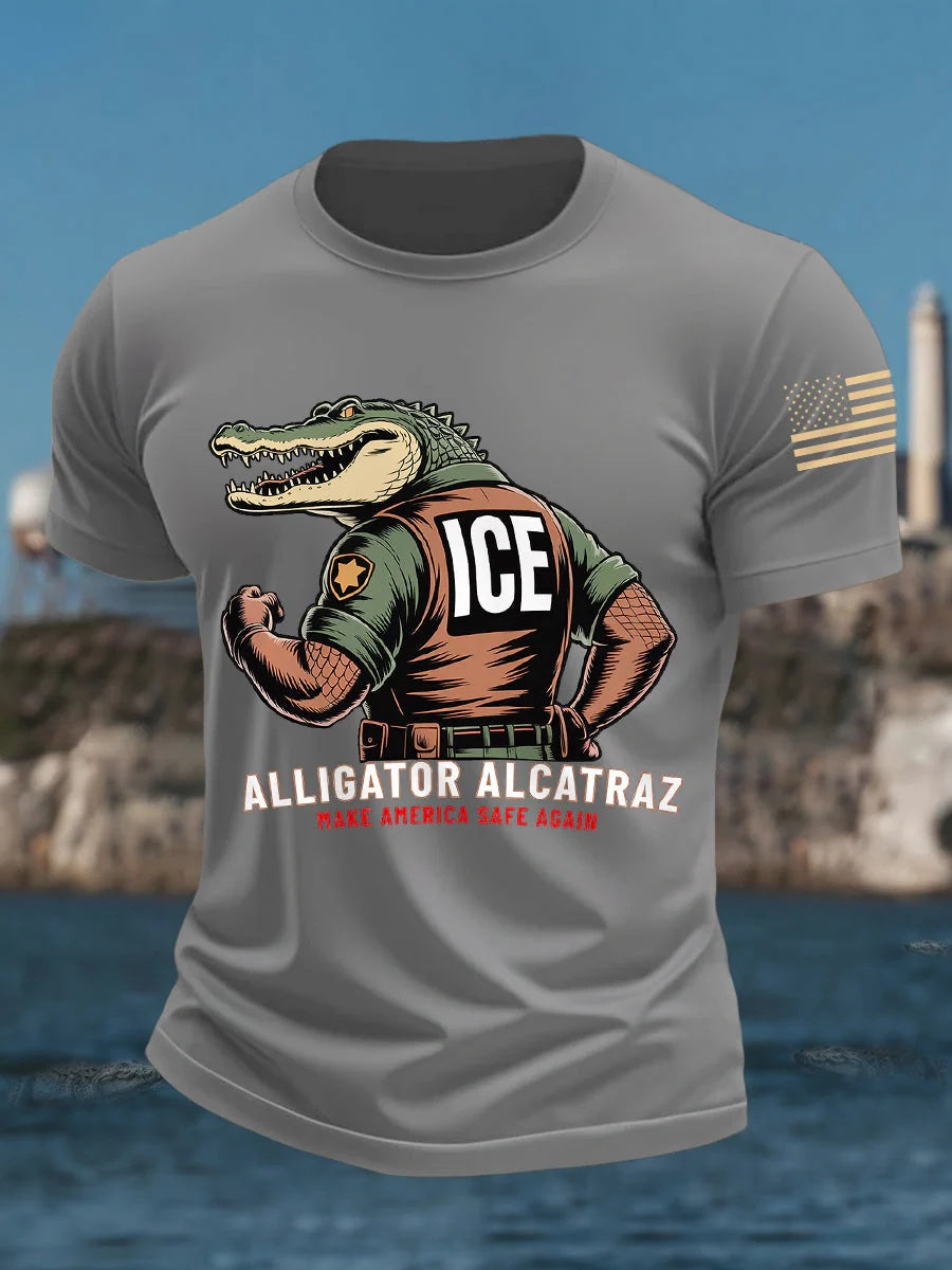 Alligator Alcatraz Funny Florida Everglades Dark Humor ICE Tee