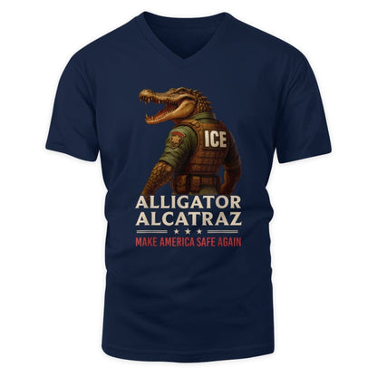 Alligator Alcatraz Funny Florida Everglades Dark Humor ICE V Neck