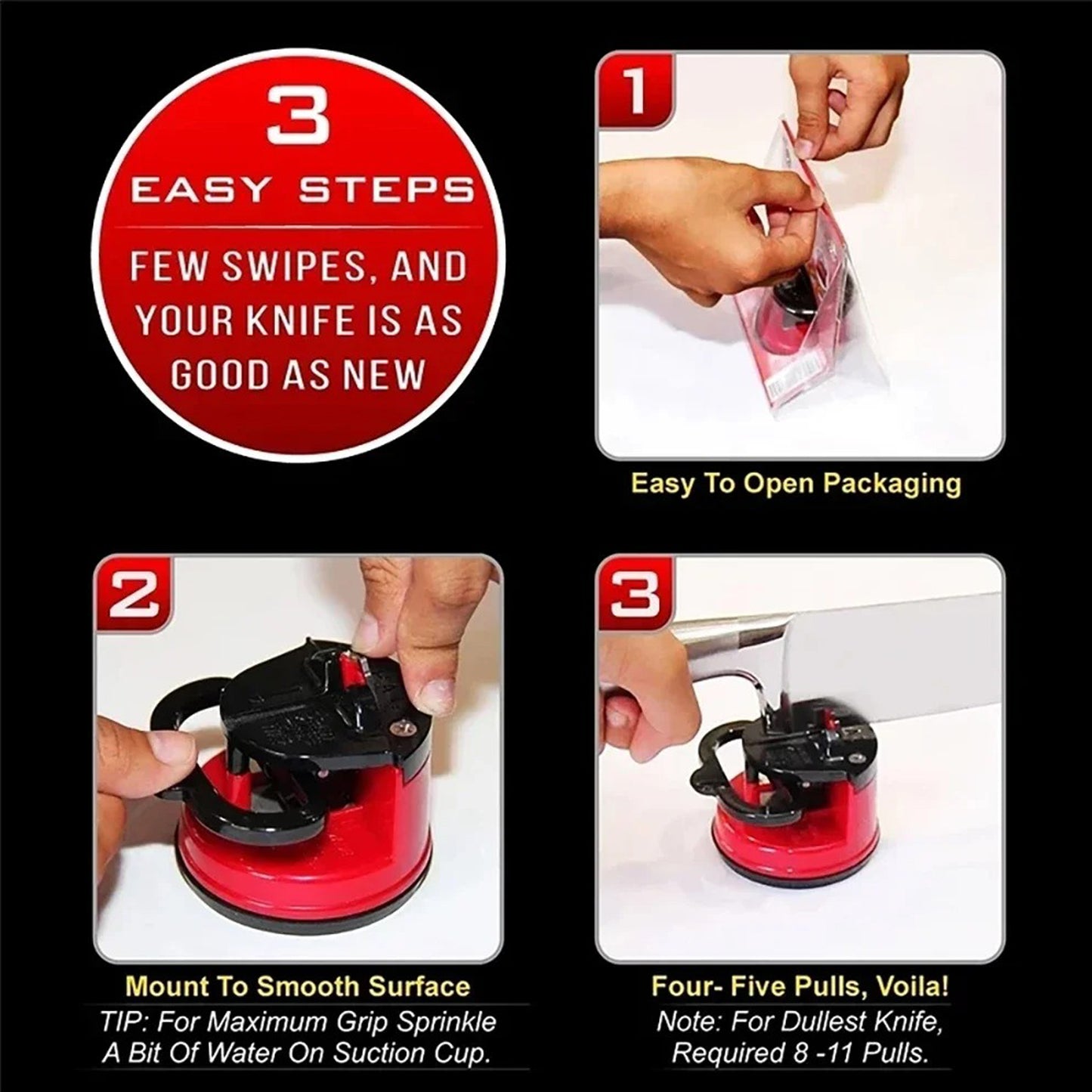 GADGETSTE® POWERGRIP KNIFE SHARPENER