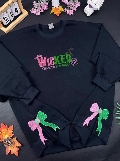 Embroidered Side Bow Sweatshirt, Hoodie