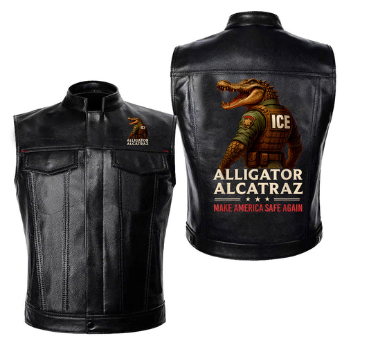 Alligator Alcatraz Sleeveless Leather Vest Sport