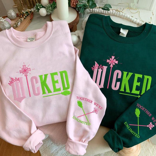 Wicked Embroidery Sweatshirt, Elphaba Glinda Embroidered Sweatshirt
