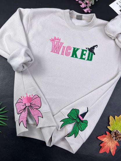 Embroidered Side Bow Sweatshirt, Hoodie
