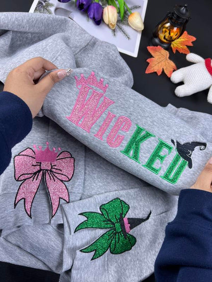 Embroidered Side Bow Sweatshirt, Hoodie