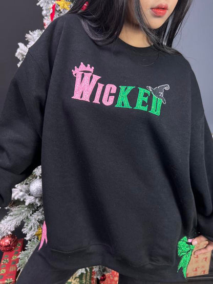Embroidered Side Bow Sweatshirt, Hoodie