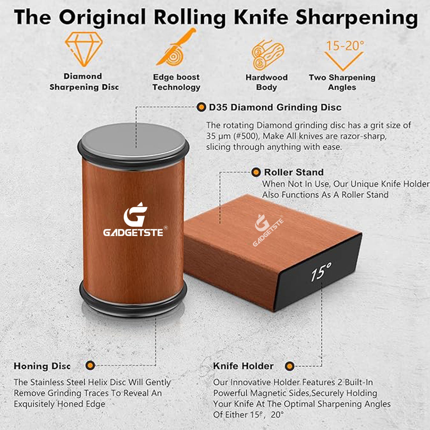 GADGETSTE® PRECISION ROLLING KNIFE SHARPENER KIT