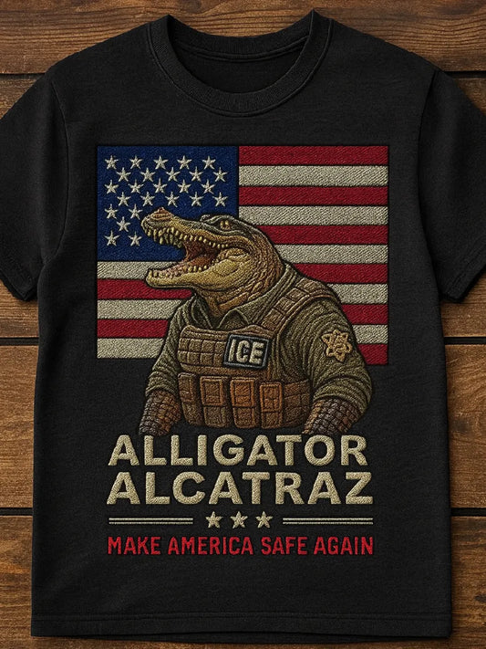Alligator Alcatraz Funny Florida Everglades Dark Humor ICE Tee