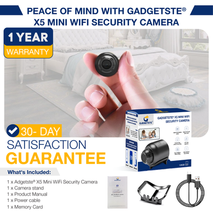 Gadgetste® X5 Mini WiFi Security Camera - 1080P, Night Vision, Motion Detection