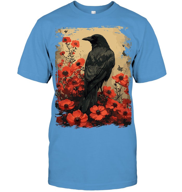 Gothic Raven Rose Enchanted, Vintage Floral Crow T Shirt