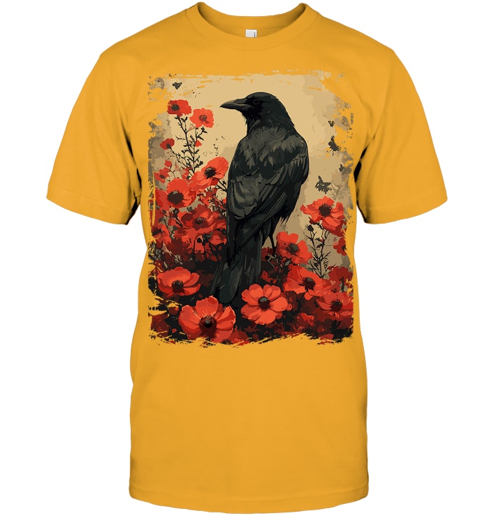 Gothic Raven Rose Enchanted, Vintage Floral Crow T Shirt