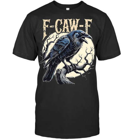 F CAW F Raven Funny Crow Pun Retro Gothic Aesthetic T Shirt