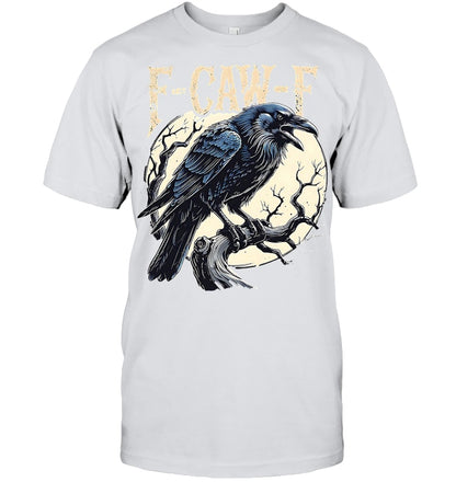 F CAW F Raven Funny Crow Pun Retro Gothic Aesthetic T Shirt