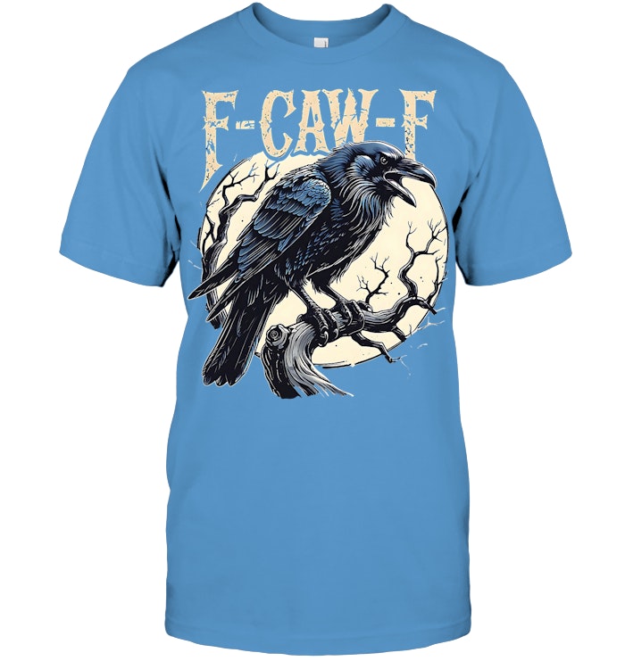 F CAW F Raven Funny Crow Pun Retro Gothic Aesthetic T Shirt