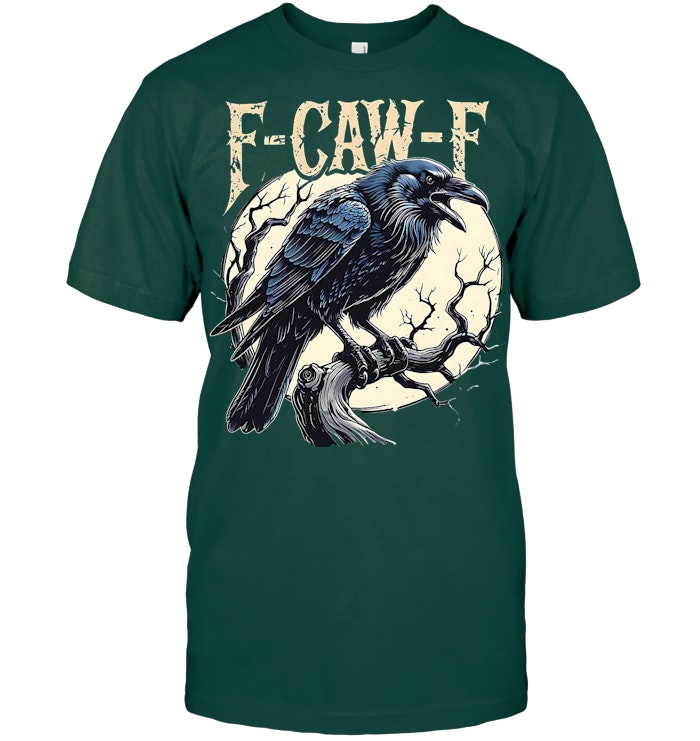 F CAW F Raven Funny Crow Pun Retro Gothic Aesthetic T Shirt