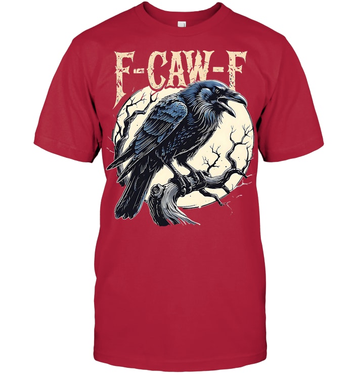 F CAW F Raven Funny Crow Pun Retro Gothic Aesthetic T Shirt