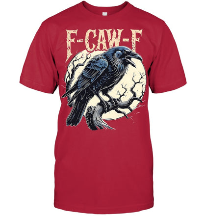 F CAW F Raven Funny Crow Pun Retro Gothic Aesthetic T Shirt