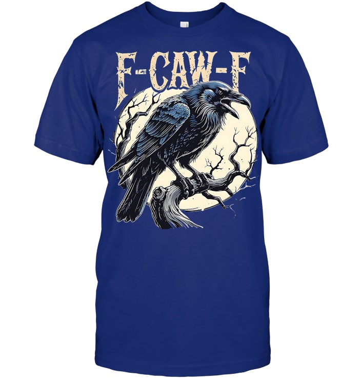 F CAW F Raven Funny Crow Pun Retro Gothic Aesthetic T Shirt