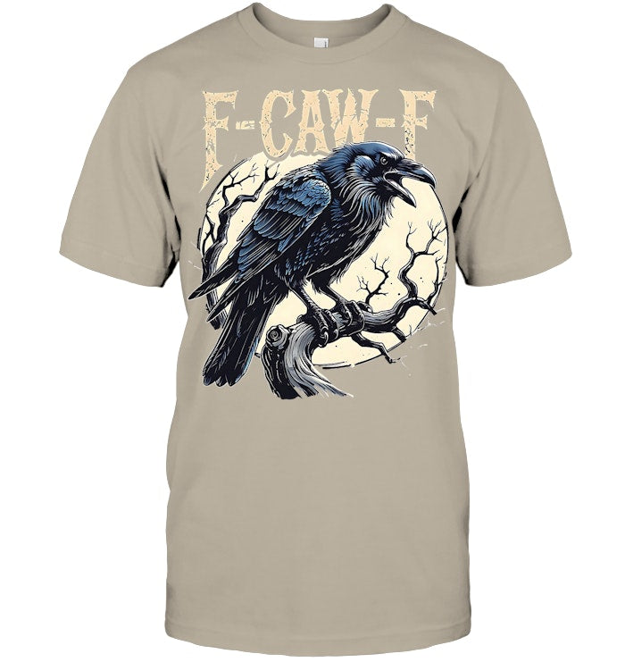 F CAW F Raven Funny Crow Pun Retro Gothic Aesthetic T Shirt