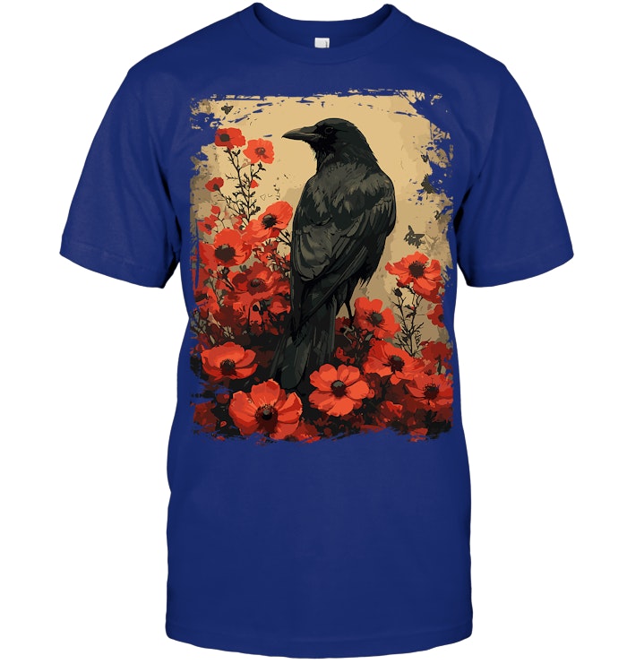 Gothic Raven Rose Enchanted, Vintage Floral Crow T Shirt
