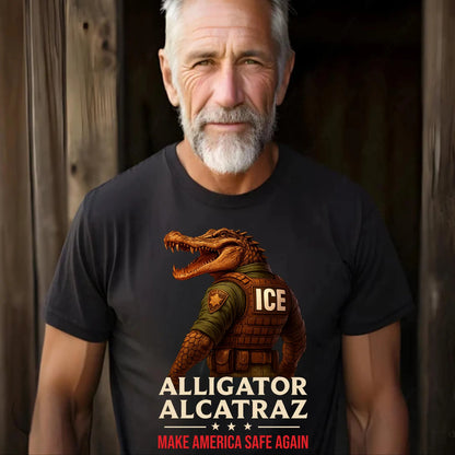 Alligator Alcatraz Funny Florida Everglades Dark Humor ICE Tee