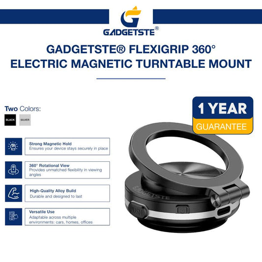 Gadgetste® FlexiGrip 360° – Electric Magnetic Turntable Mount