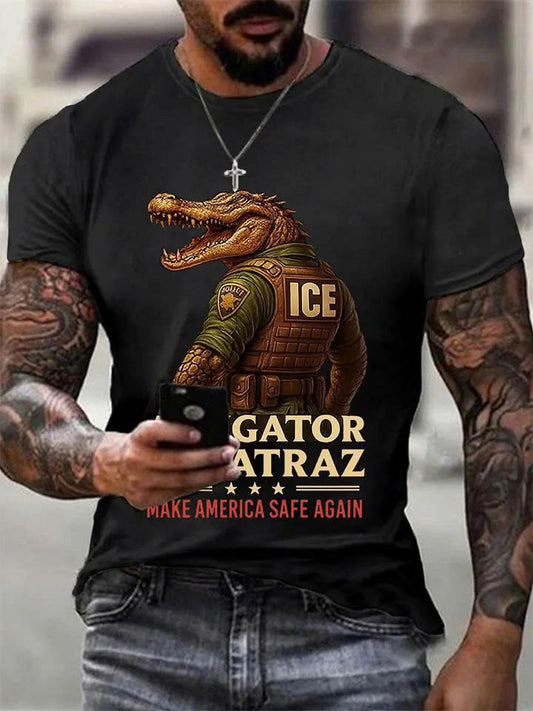 Alligator Alcatraz Funny Florida Everglades Dark Humor Tee